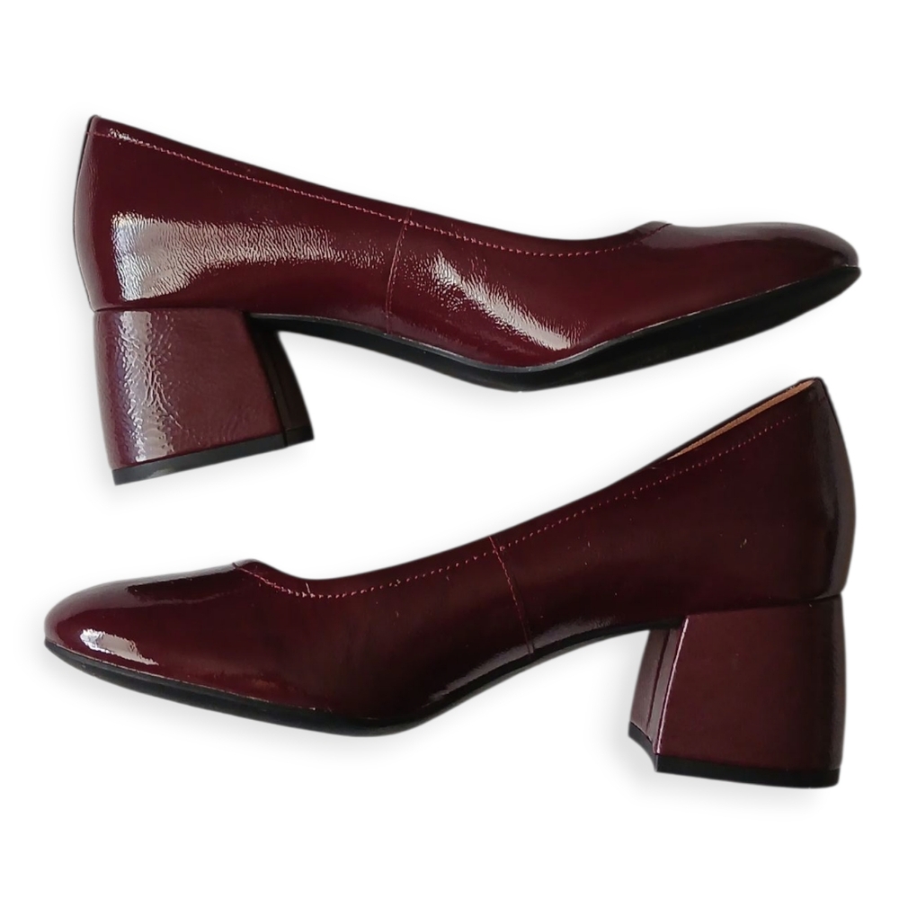 VIONIC WOMEN'S CARMEL CRIMSON RED BLOCK HEELS PUMPS LEATHER. SIZE 9 - Picture 2 of 14